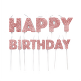 Happy Birthday Pick Candles Rose Gold Glitter