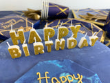 Happy Birthday Pick Candles Gold Glitter