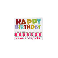 Happy Birthday Pick Candles Rainbow Glitter