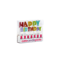 Happy Birthday Pick Candles Rainbow Glitter