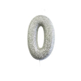 Age 0 Glitter Numeral Moulded Pick Candle Silver