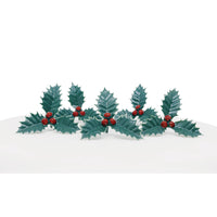 Holly & Berries Plastic Cake Topper Picks Green/Red Bulk