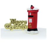 Classic Post Box Resin Cake Topper & Gold Merry Christmas Motto