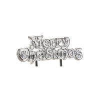 Merry Christmas Motto Cake Topper Silver