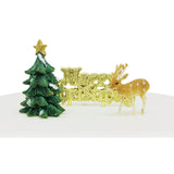 Resin Tree, Plastic Reindeer Cake Toppers & Gold Merry Christmas Motto