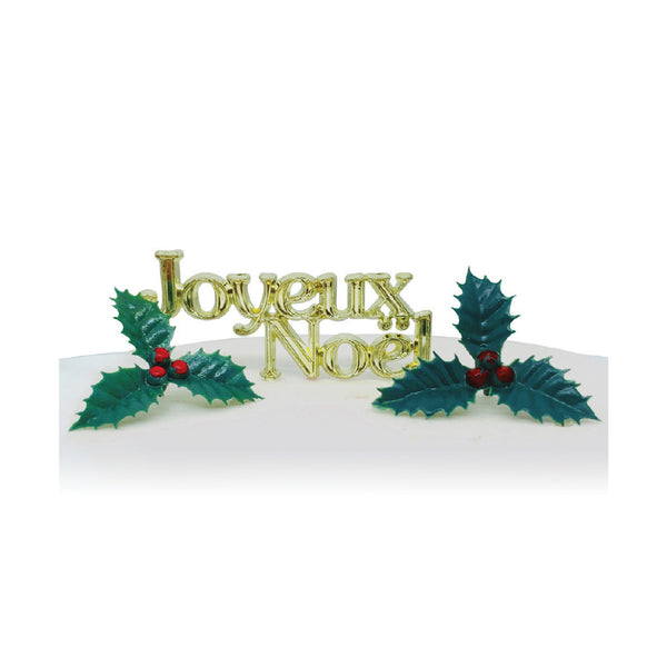 Kit Doré Décor Gâteau Joyeux Noël – Houx