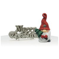 Christmas Gonk Resin Cake Topper & Silver Merry Christmas Motto