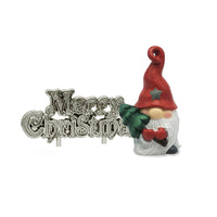 Christmas Gonk Resin Cake Topper & Silver Merry Christmas Motto