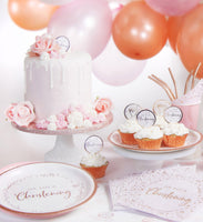 Pink On Your Christening Cupcake Toppers