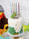 Dinosaur Resin Cake Topper & Red Happy Birthday Motto