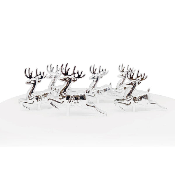 Reindeer Plastic Cake Topper Picks Silver Bulk