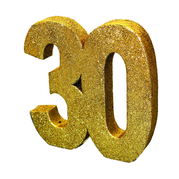 Number 30 Glitter Table Decoration Gold