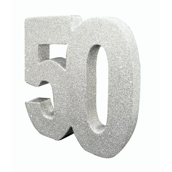 Number 50 Glitter Table Decoration Silver