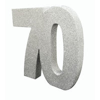 Number 70 Glitter Table Decoration Silver