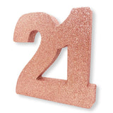 Number 21 Glitter Table Decoration Rose Gold