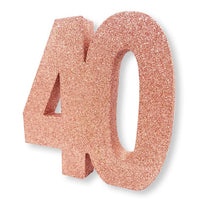 Number 40 Glitter Table Decoration Rose Gold