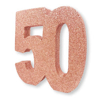 Number 50 Glitter Table Decoration Rose Gold