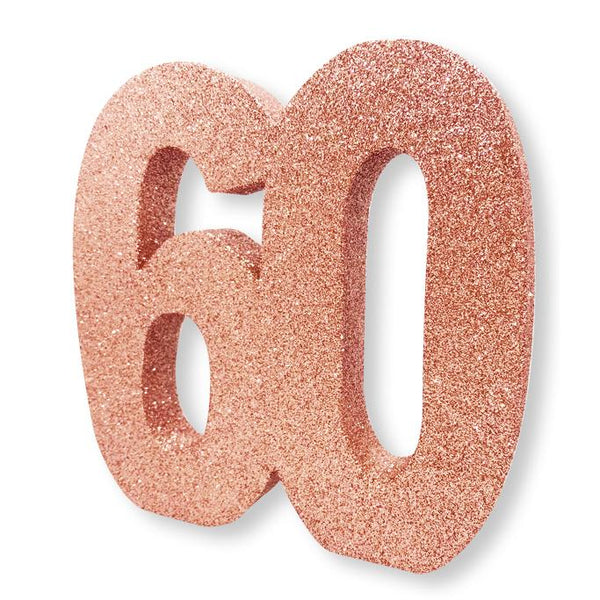 Number 60 Glitter Table Decoration Rose Gold