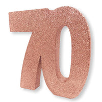 Number 70 Glitter Table Decoration Rose Gold