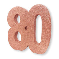 Number 80 Glitter Table Decoration Rose Gold