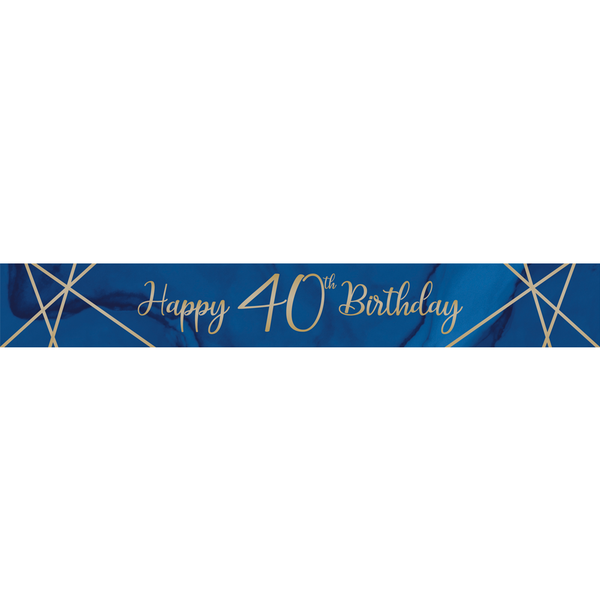 Navy and Gold Geode Age 40 Foil Banner