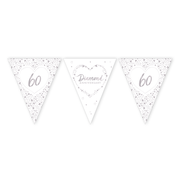 Diamond Anniversary Paper Flag Bunting Foil Stamped