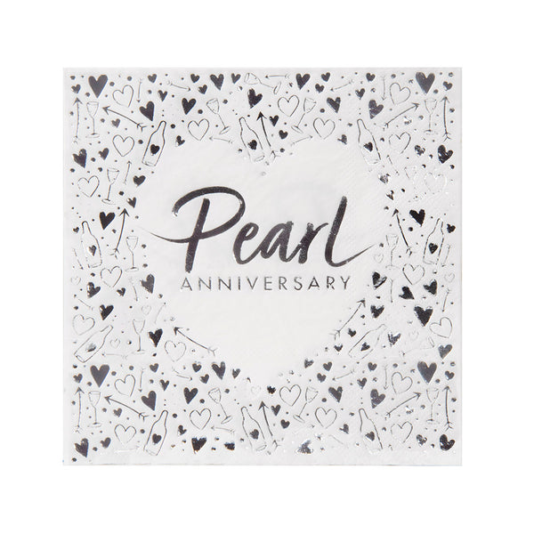 Pearl Anniversary Lunch Napkins 3 ply Foil Stamped