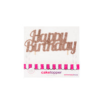 Glitter Happy Birthday Cake Topper Rose Gold