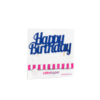 Glitter Happy Birthday Cake Topper Blue