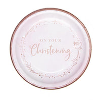 Pink On Your Christening Paper Dinner Plates