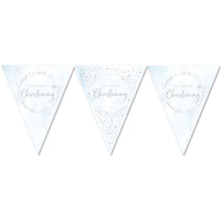 Blue On Your Christening Paper Flag Bunting Foil Stamped