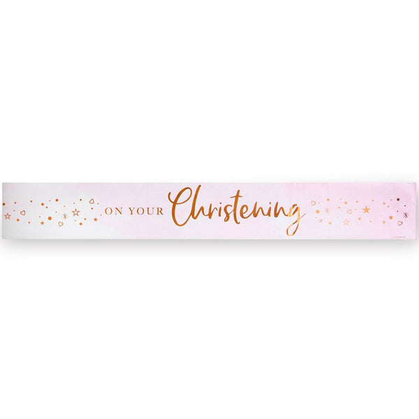 Pink On Your Christening Foil Banner