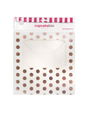 Rose Gold Polka Dot Cupcake Box for 6 Cupcakes Foil