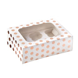 Rose Gold Polka Dot Cupcake Box for 6 Cupcakes Foil