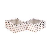 Rose Gold Polka Dot Square Treat Boxes with Window Foil