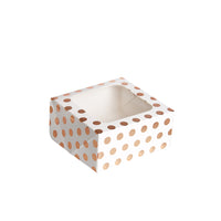 Rose Gold Polka Dot Square Treat Boxes with Window Foil