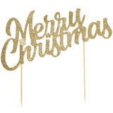 Glitter Merry Christmas Cake Topper Gold