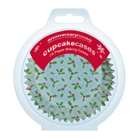 Holly Print Cupcake Cases