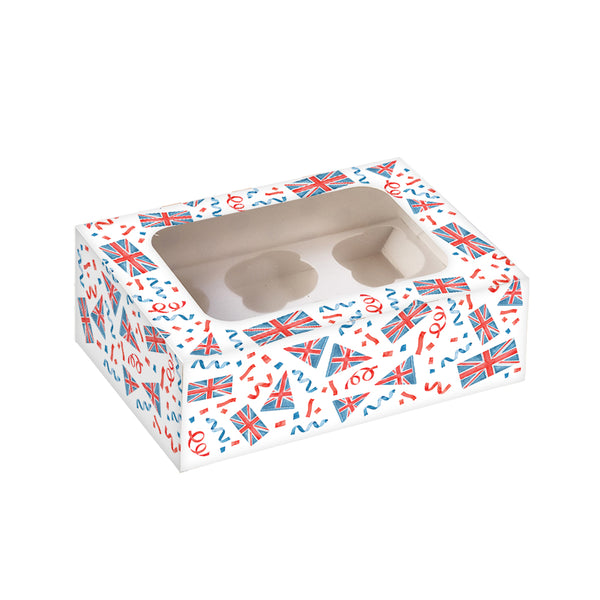 Union Jack Cupcake Box for 6 Cupcakes