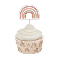 Neutral Rainbow Cupcake Toppers