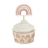 Neutral Rainbow Cupcake Toppers