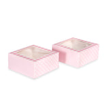 Pink Gingham Square Treat Boxes with Window