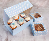 Blue Gingham Small Square Treat Boxes with Window