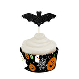 Halloween Glitter Bat Cupcake Toppers Black