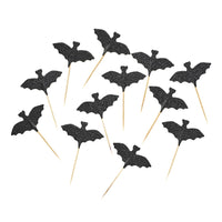 Halloween Glitter Bat Cupcake Toppers Black