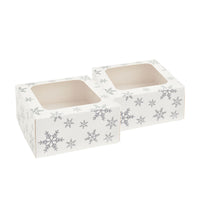 Silver Snowflake Square Treat Boxes with Window Foil