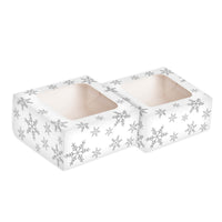 Silver Snowflake Square Treat Boxes with Window Foil