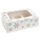 Silver Snowflake Cupcake Box for 6 Cupcakes Foil