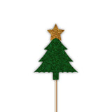 Glitter Christmas Tree Cupcake Toppers Green