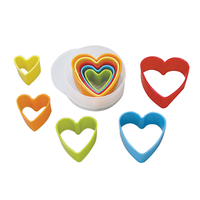 Heart Plastic Cutters Set Multi-Coloured